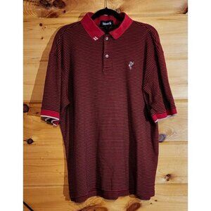 Ashworth Men's Large Polo Golf Shirt Red And Black Stipped